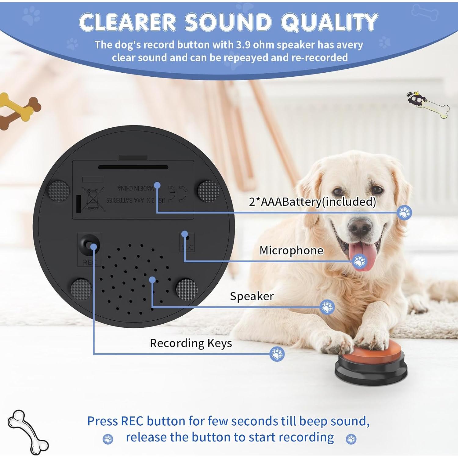 Botones de Comunicación para Perros DCIAER - 4 Piezas, Grabación 30s