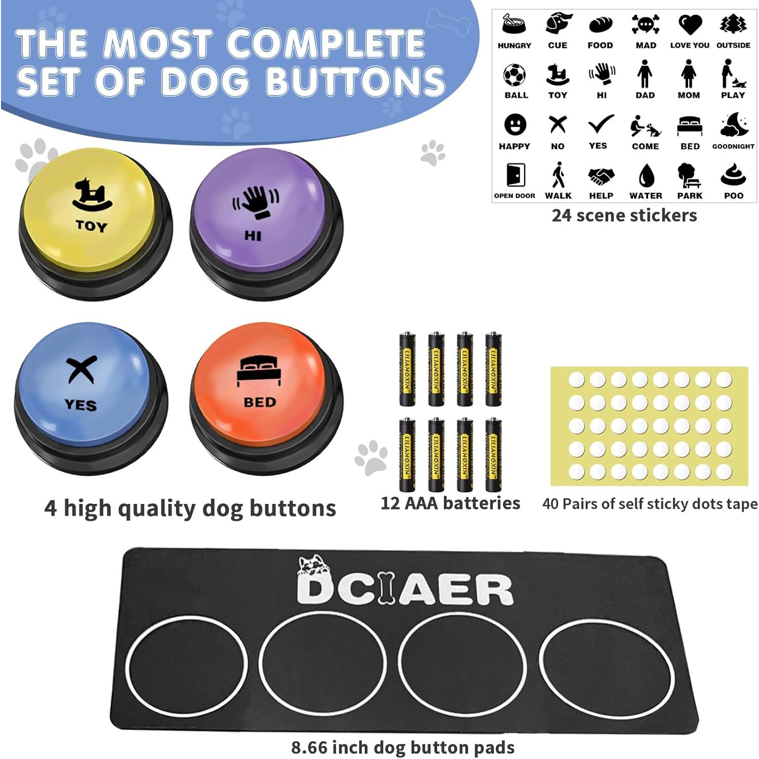 Botones de Comunicación para Perros DCIAER - 4 Piezas, Grabación 30s