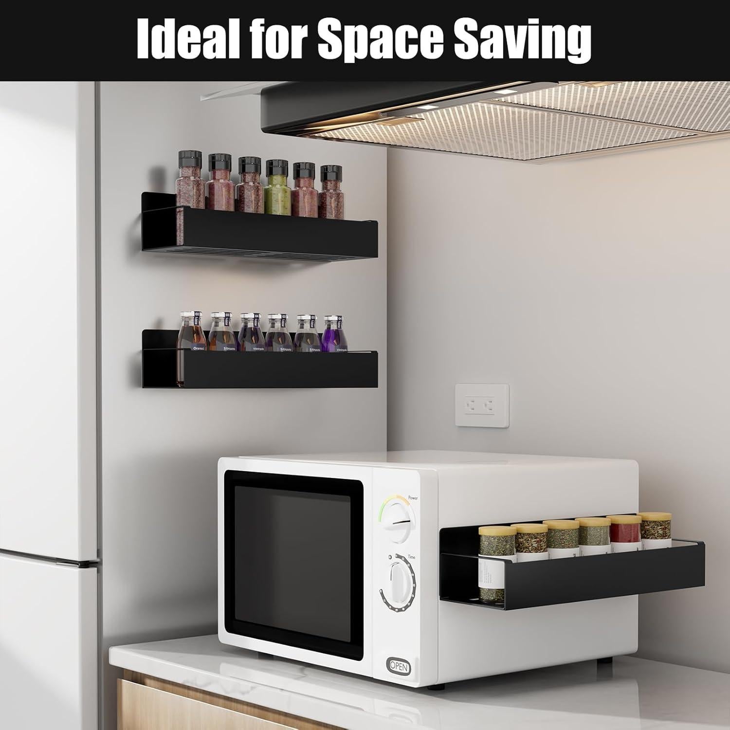 Estante Magnético para Especias Homaxy - 4 Piezas, Negro