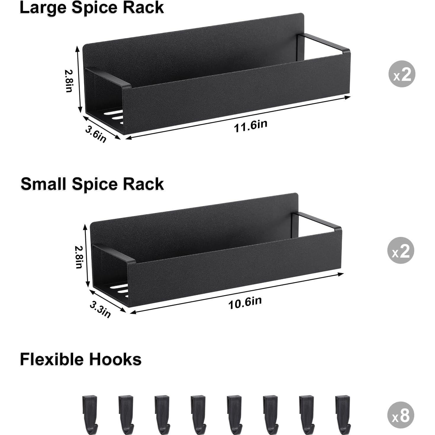 Estante Magnético para Especias Homaxy - 4 Piezas, Negro