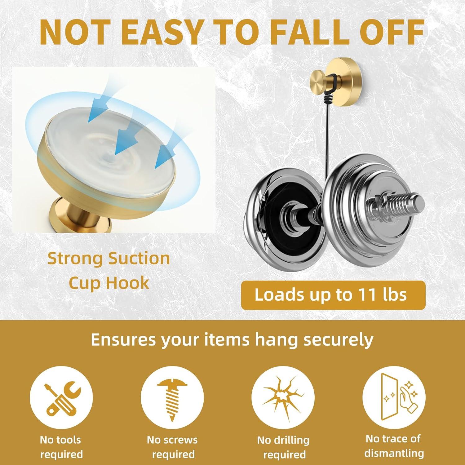 Ganchos de Succión Dorados XIOGZAXI para Ducha - 2 Piezas