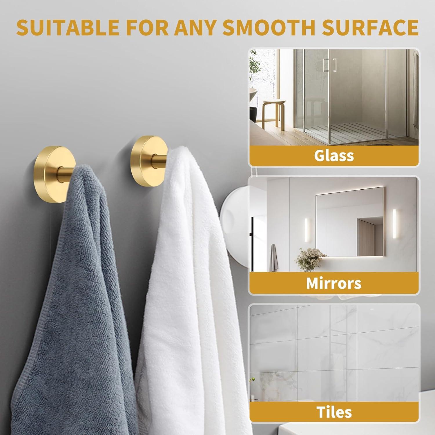 Ganchos de Succión Dorados XIOGZAXI para Ducha - 2 Piezas