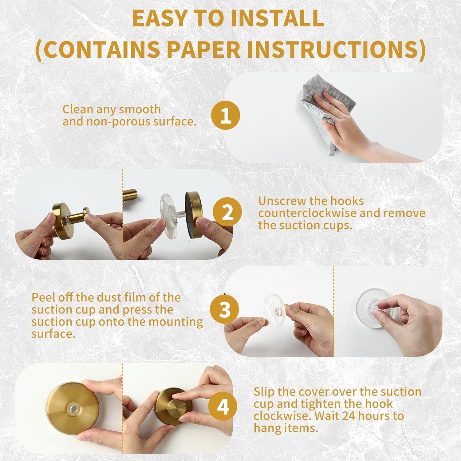 Ganchos de Succión Dorados XIOGZAXI para Ducha - 2 Piezas