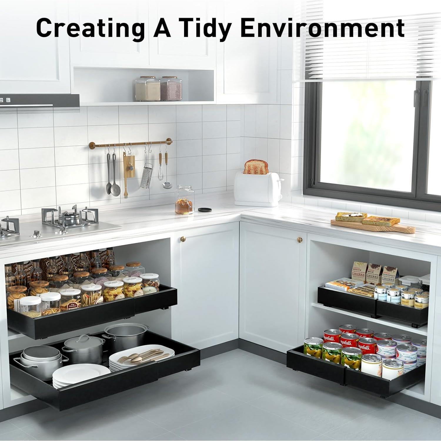 Organizador de Gabinete Expandible Ostutry 32-52cm Negro