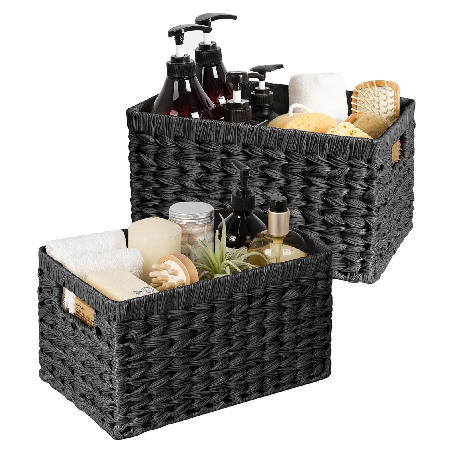 Cestas de Mimbre GRANNY SAYS - Juego de 2, 33x21x18 cm, Negro