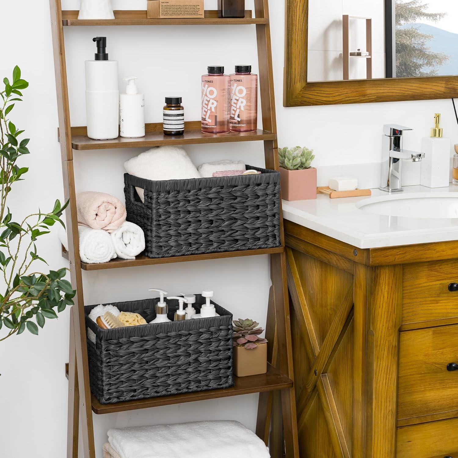 Cestas de Mimbre GRANNY SAYS - Juego de 2, 33x21x18 cm, Negro