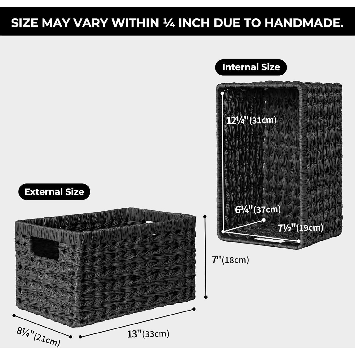 Cestas de Mimbre GRANNY SAYS - Juego de 2, 33x21x18 cm, Negro