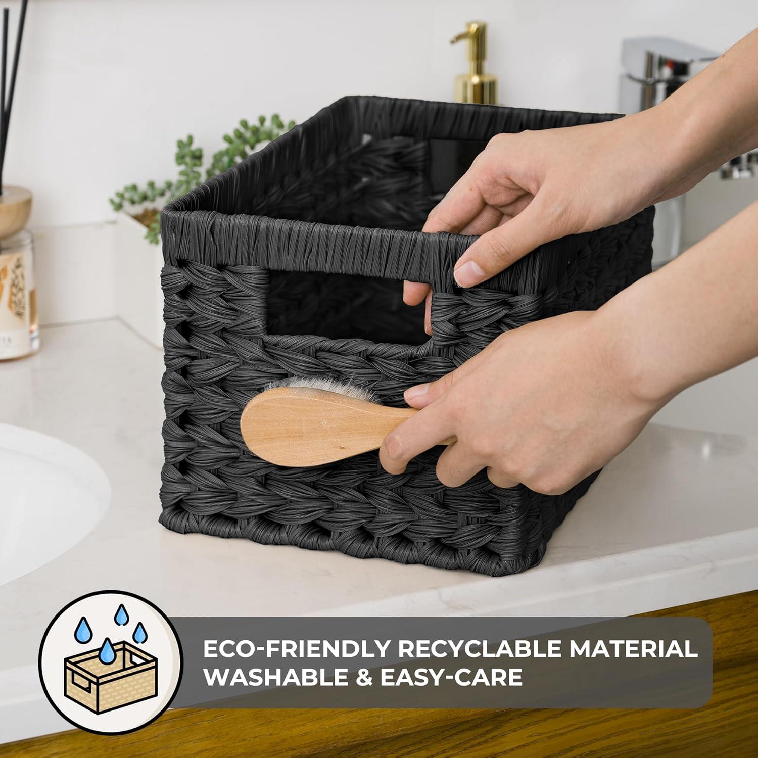 Cestas de Mimbre GRANNY SAYS - Juego de 2, 33x21x18 cm, Negro