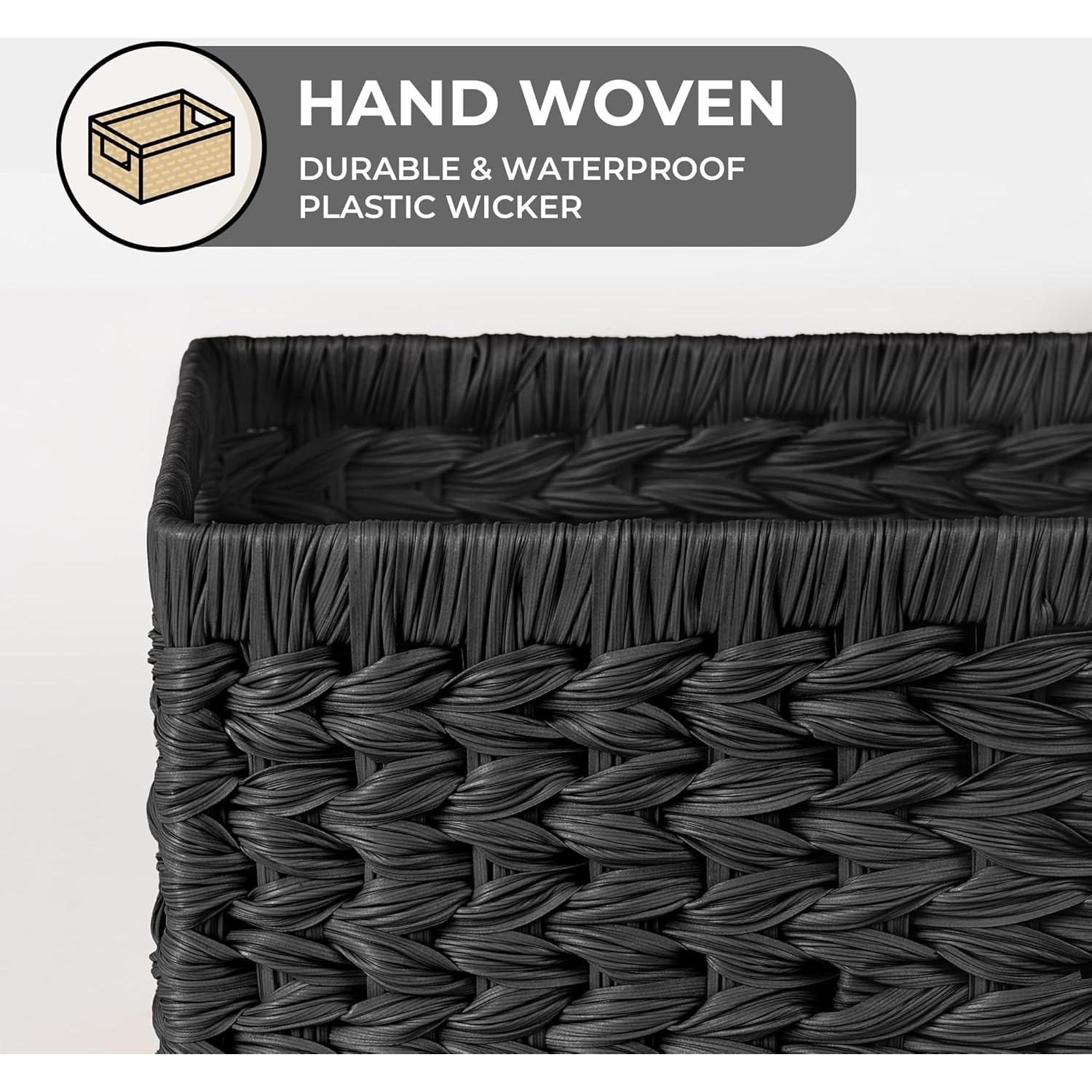 Cestas de Mimbre GRANNY SAYS - Juego de 2, 33x21x18 cm, Negro