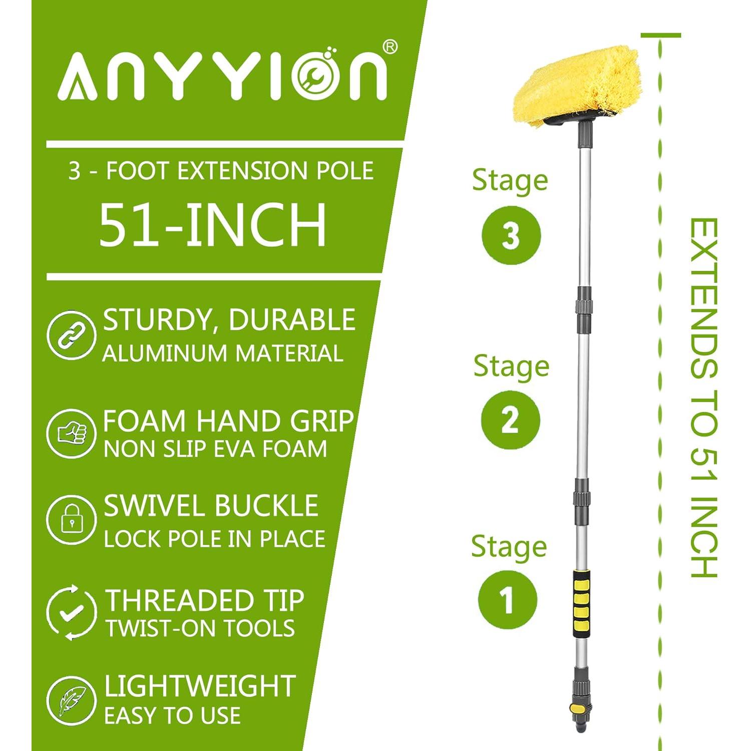 Cepillo de Lavado de Autos Anyyion 130 cm con Cerdas Suaves