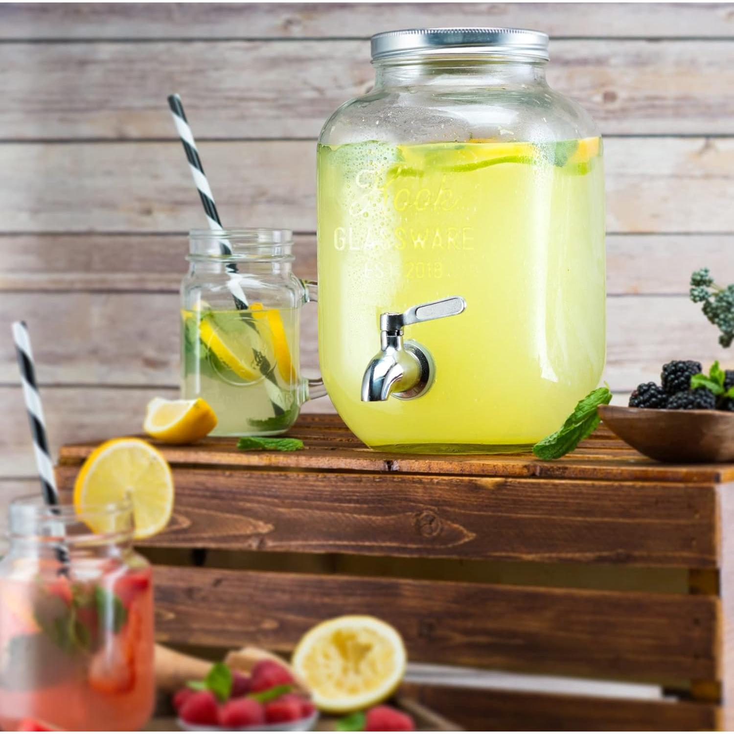 Dispensador de Bebidas KooK de Vidrio 3.78L con Grifo Inoxidable