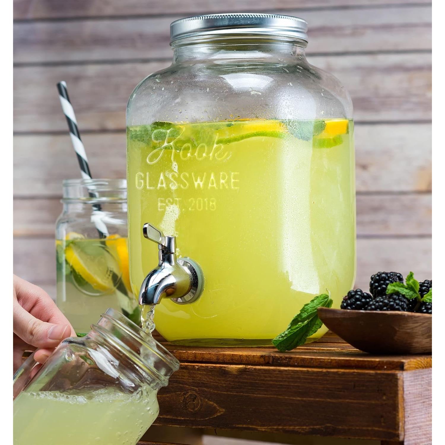 Dispensador de Bebidas KooK de Vidrio 3.78L con Grifo Inoxidable