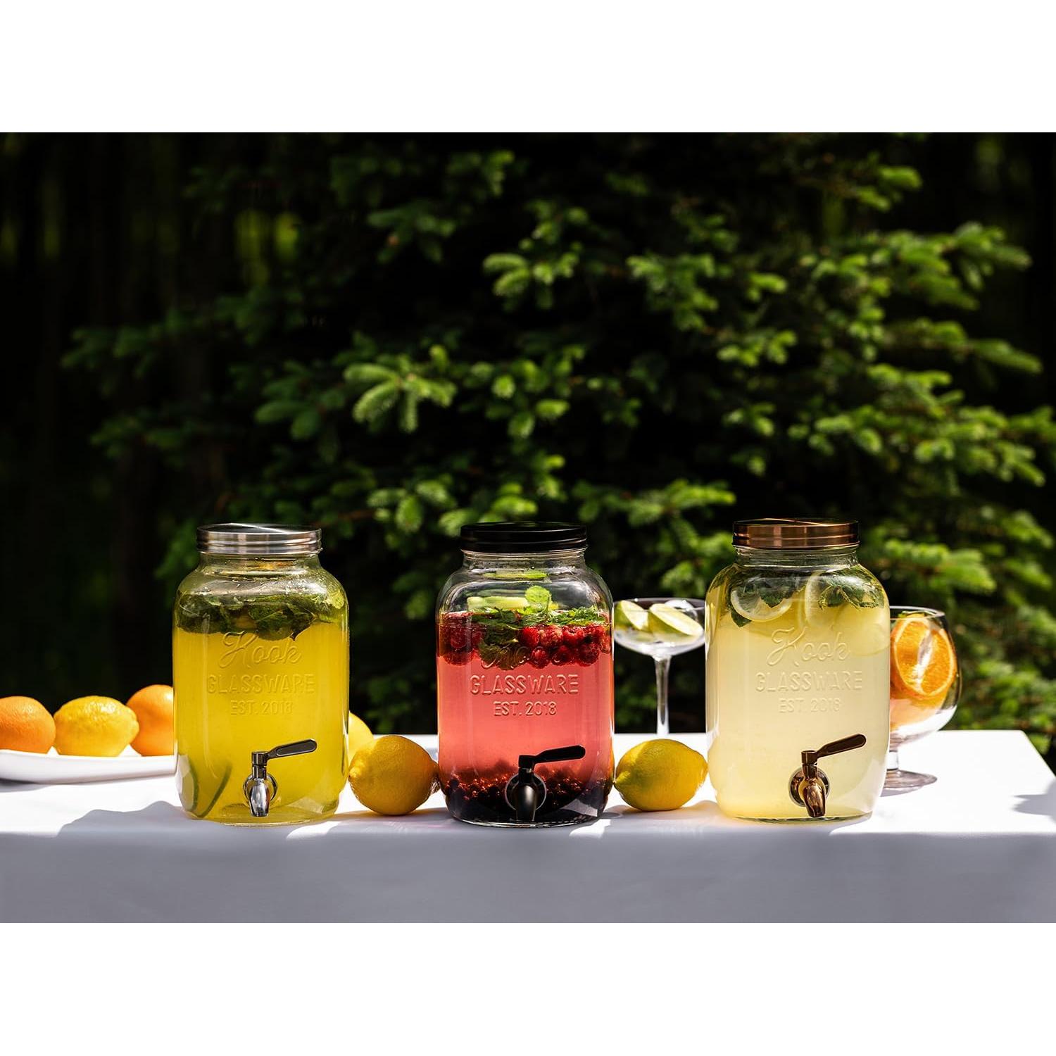 Dispensador de Bebidas KooK de Vidrio 3.78L con Grifo Inoxidable