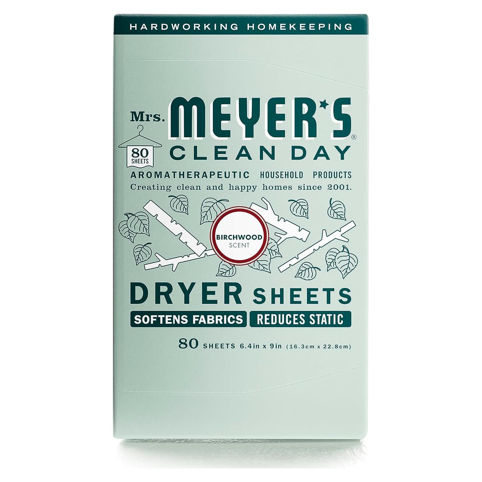 Hojas de Secadora Mrs. Meyer's 80 Unidades Madera de Abedul