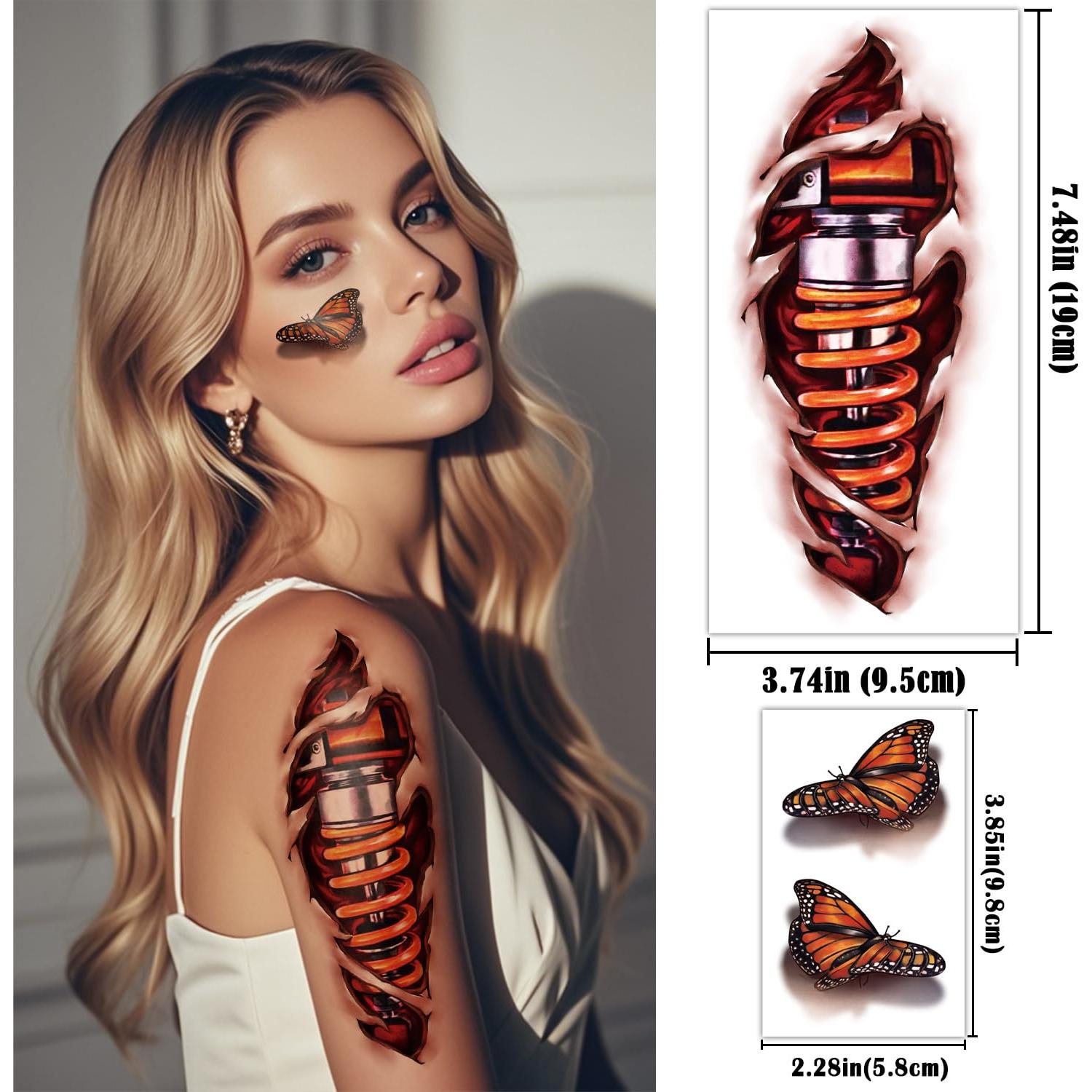 77 Hojas Tatuajes Temporales Dragón Calavera Serpiente Gabizafia