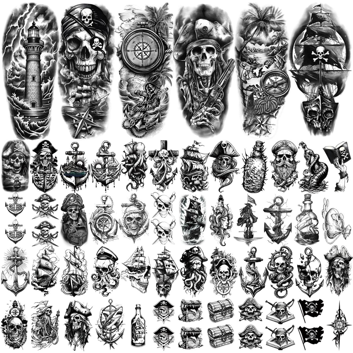 77 Tatuajes Temporales Pirata Gabizafia - Accesorios Fiesta