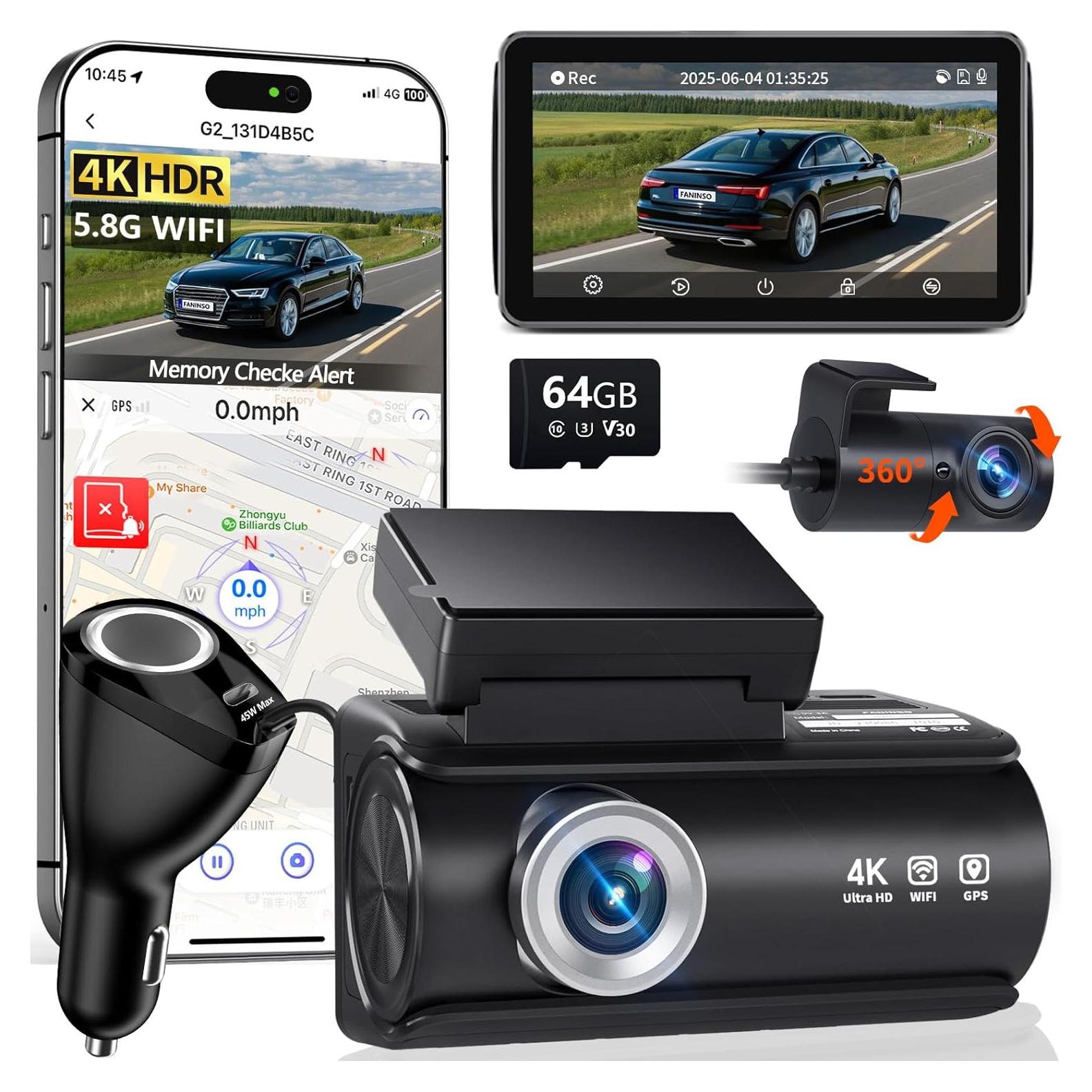 Cámara Dash Doble 4K Faninso H200 Pro con GPS y WiFi