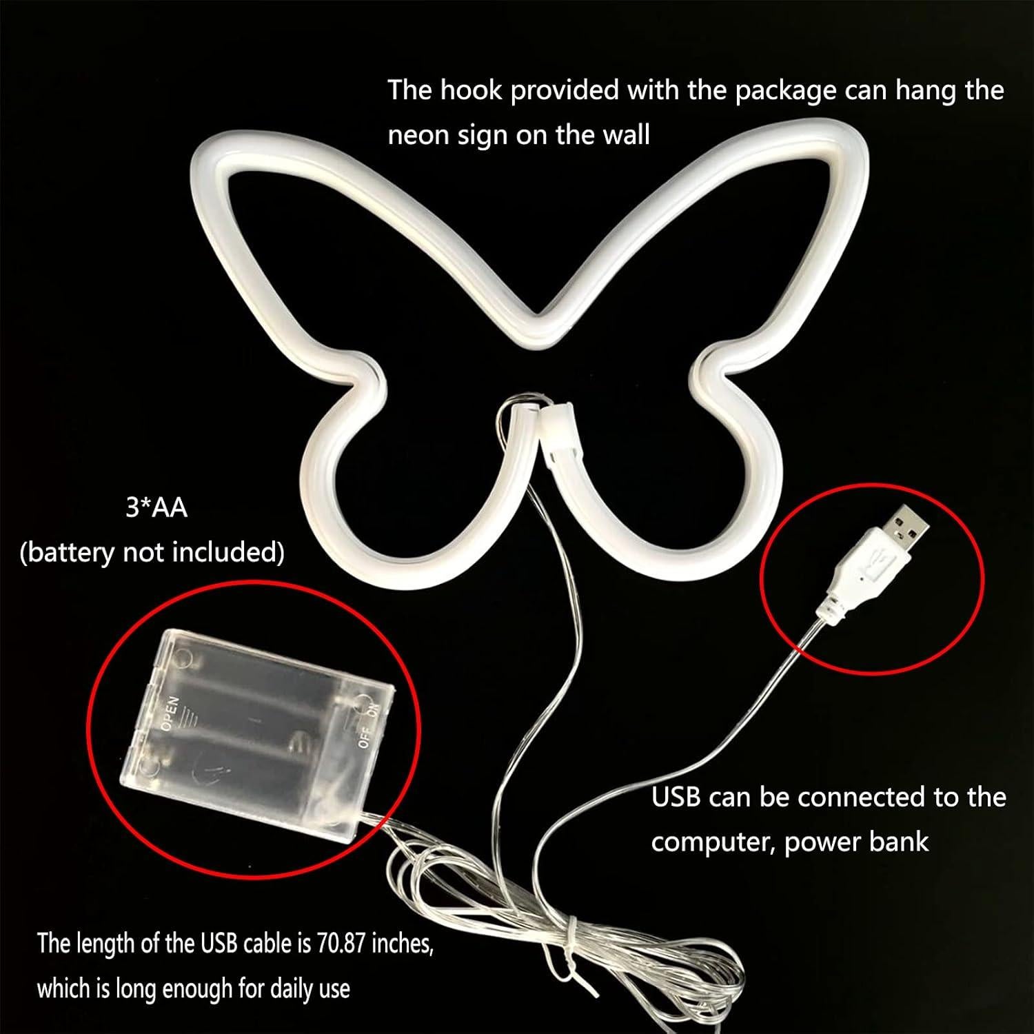 Luz Neón Decorativa ENUOLI Mariposa USB Batería 5W