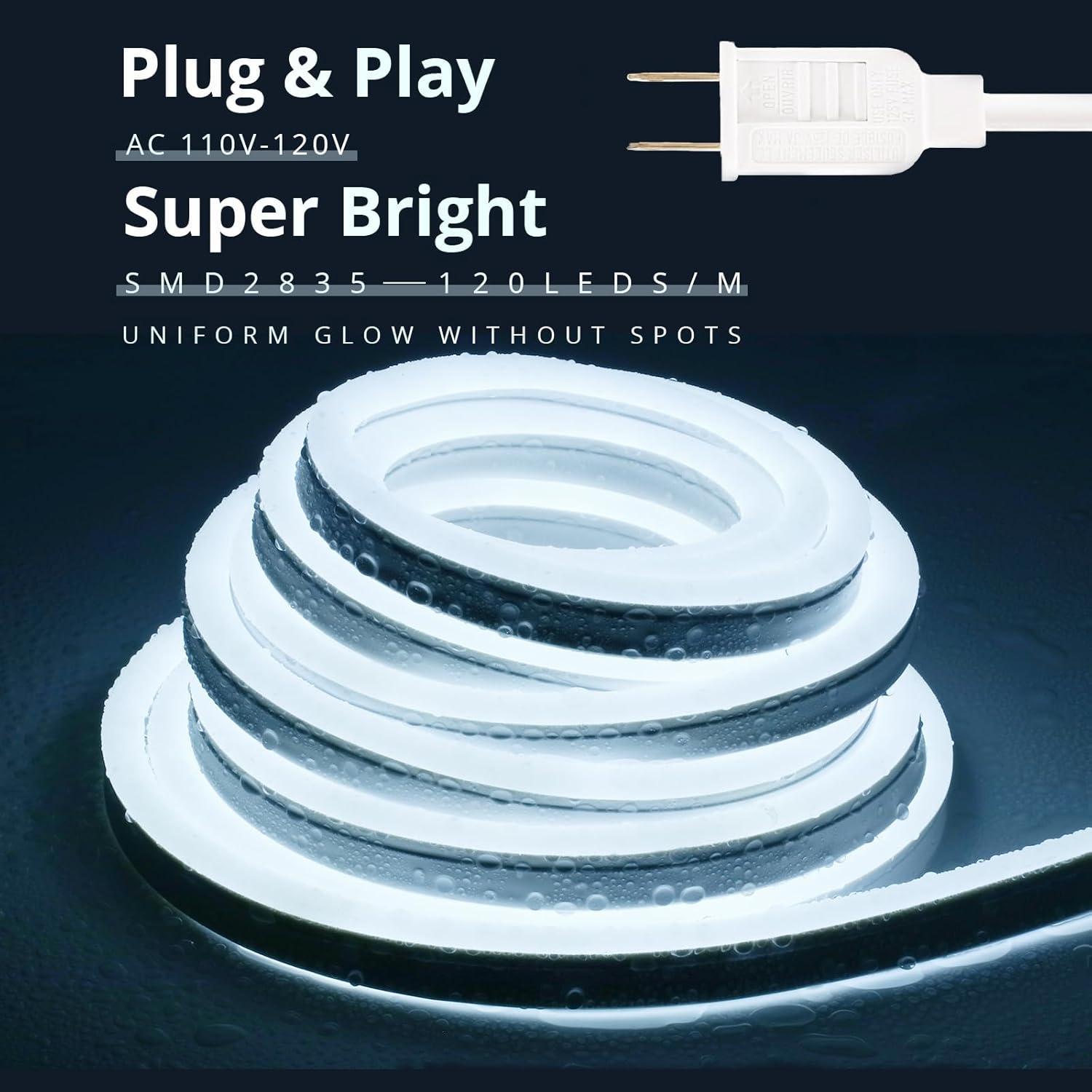 Tira LED de Neón Areful 5m Blanca Diurna Impermeable 600 LEDs