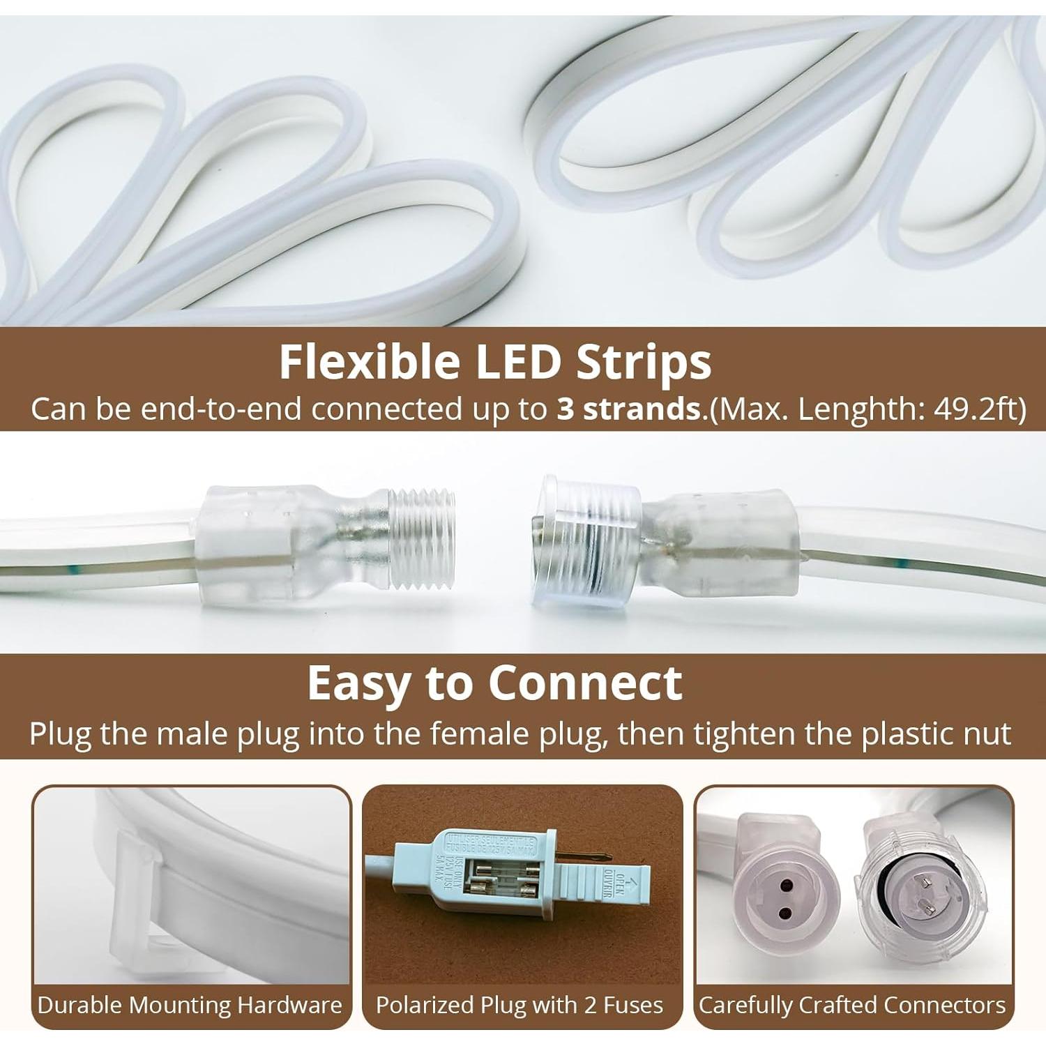 Tira LED de Neón Areful 5m Blanca Diurna Impermeable 600 LEDs