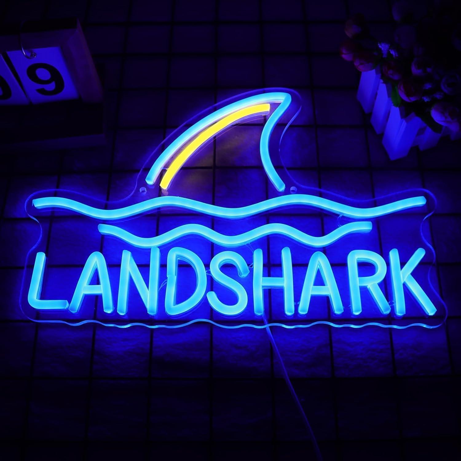 Luz de Neón Tiburón Land Shark 43x22.86 cm USB Azul