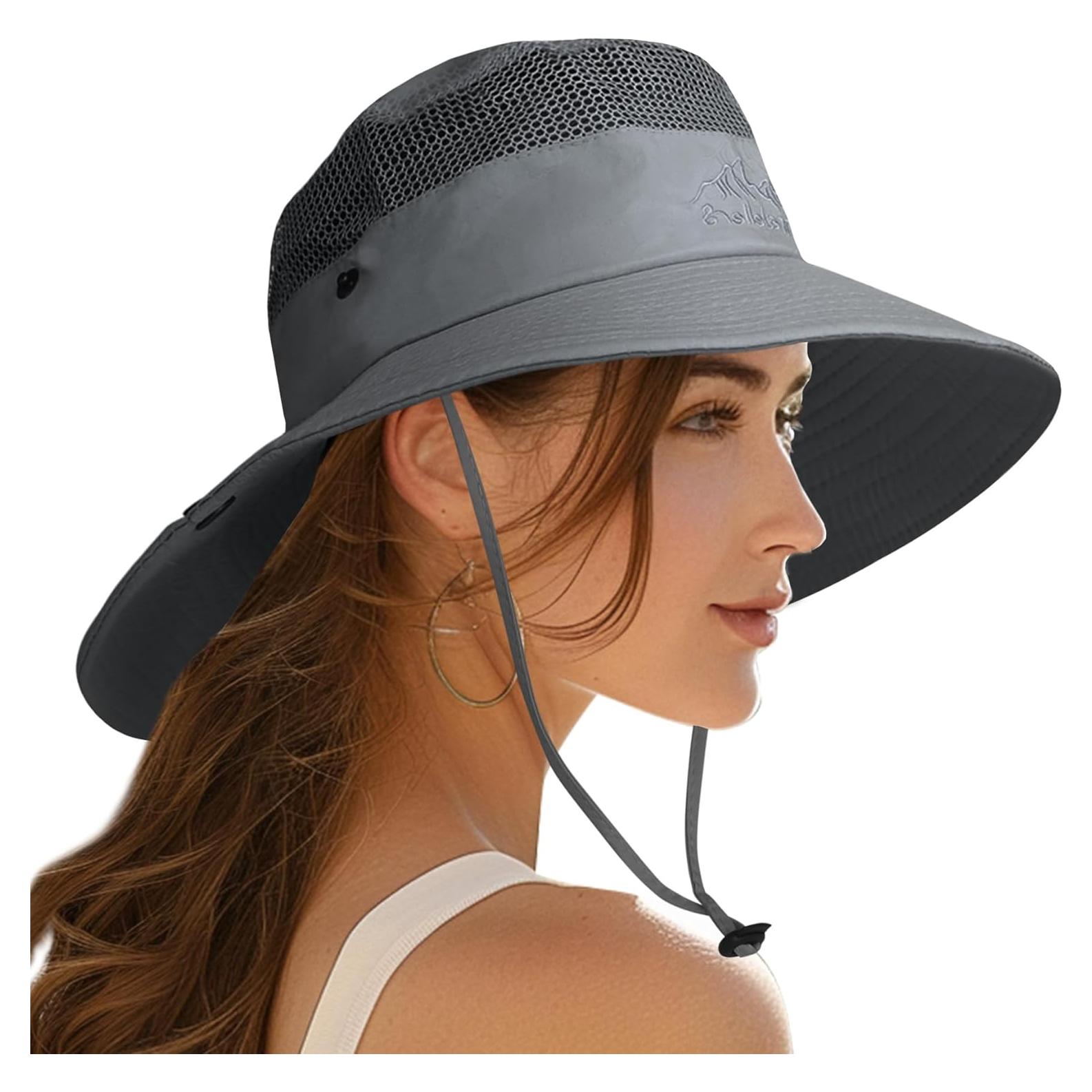 Sombrero de Cubo PFFY UPF 50+ Gris Oscuro para Pesca y Playa