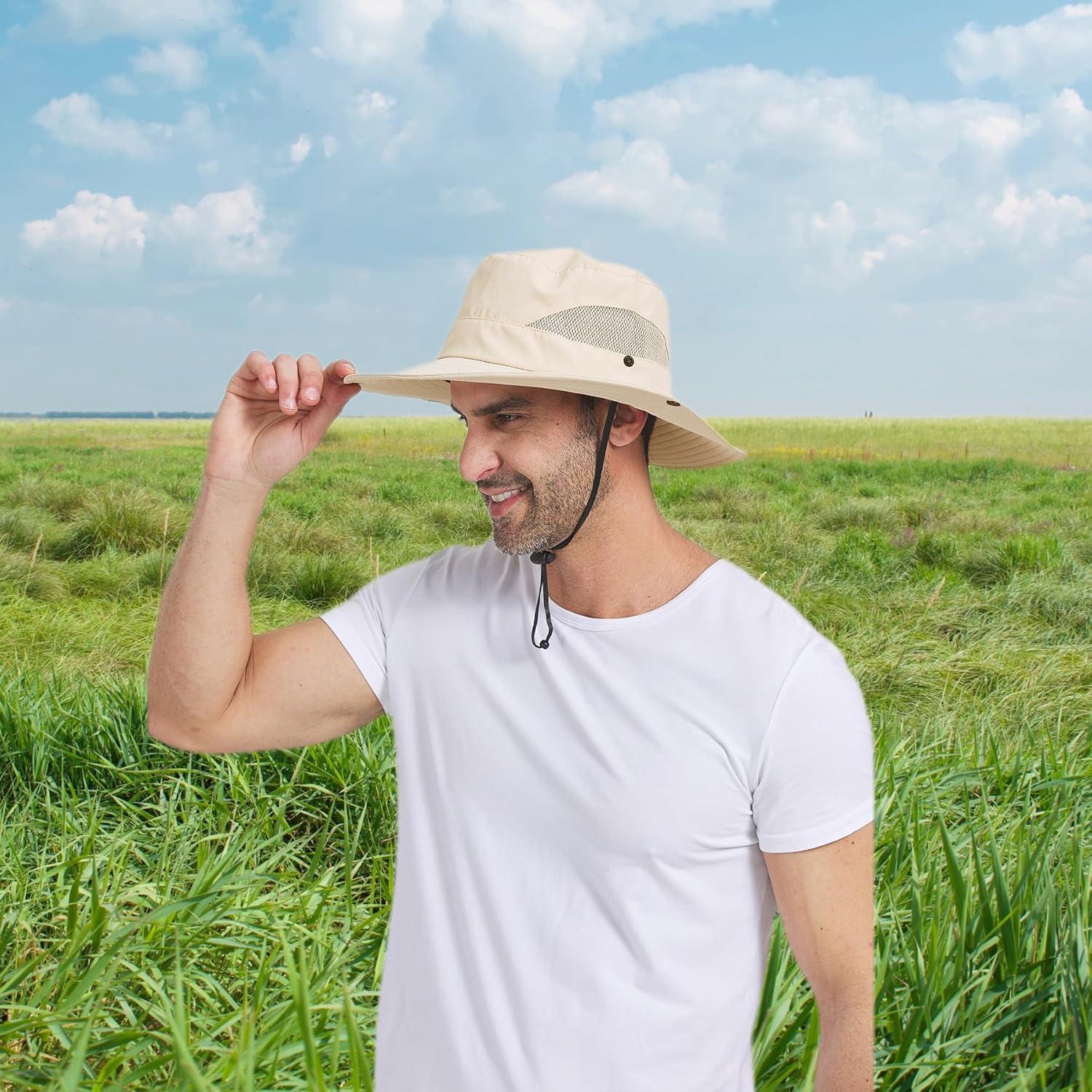 Sombrero de Sol PFFY Unisex Ala Ancha UPF 50+ Beige