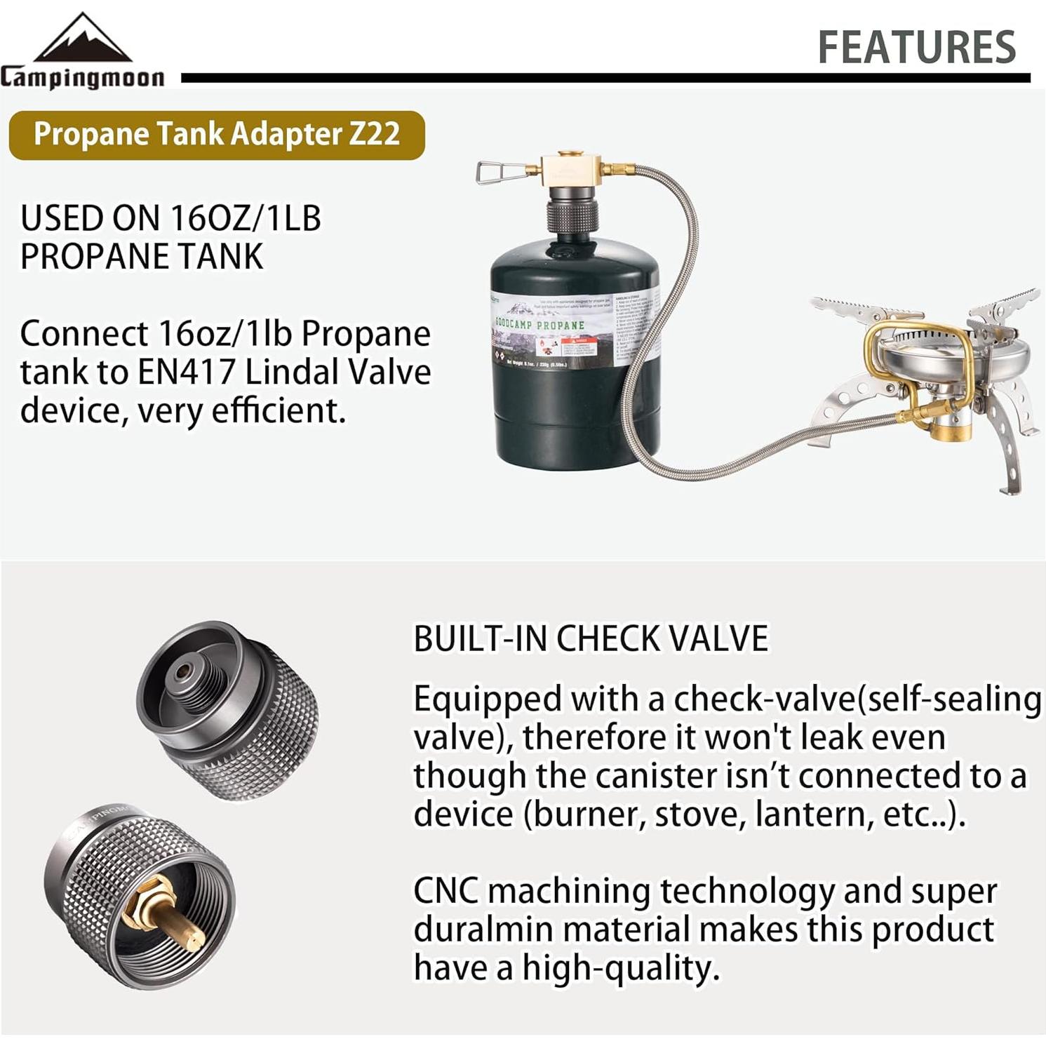 Adaptador de Estufa de Gas Campingmoon Z11 + Z22 para Butano y Propano