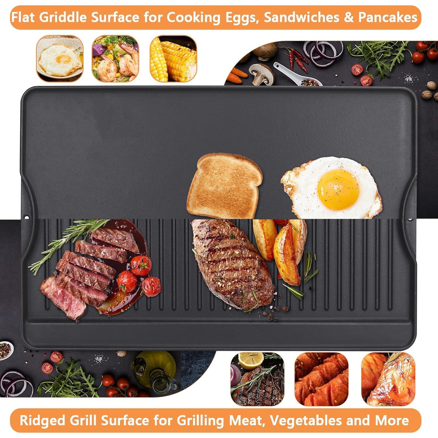 Plancha BBQ Reversible PETKAO 14" x 16" Hierro Fundido