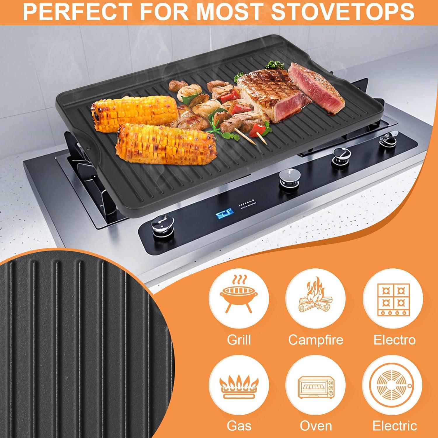 Plancha BBQ Reversible PETKAO 14" x 16" Hierro Fundido