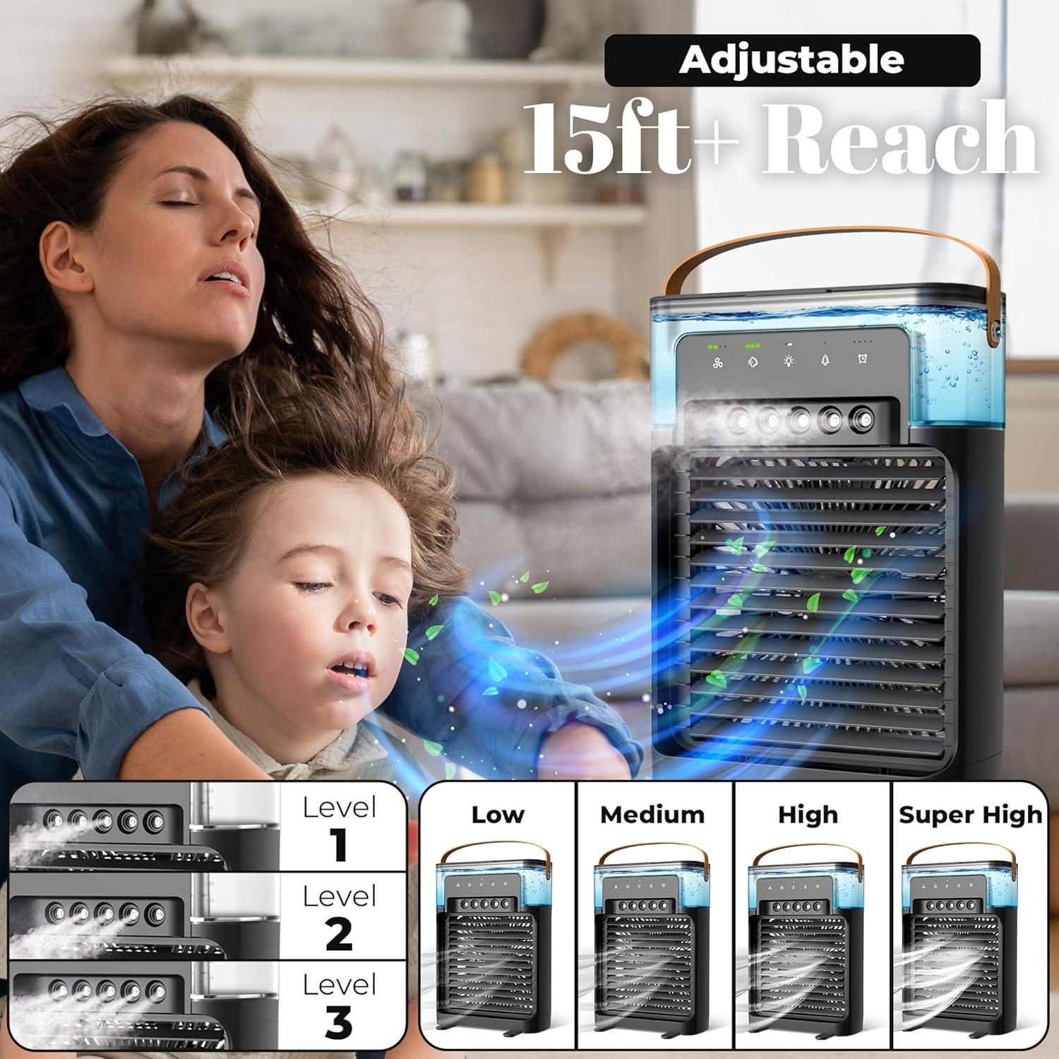 Ventilador Portátil Gadget Geeks con Nebulización y Control Remoto