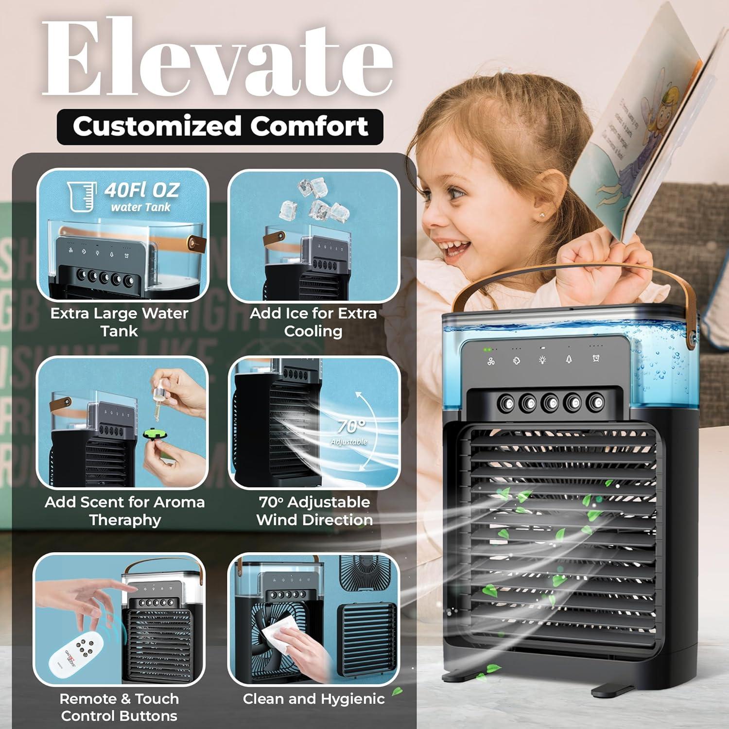 Ventilador Portátil Gadget Geeks con Nebulización y Control Remoto