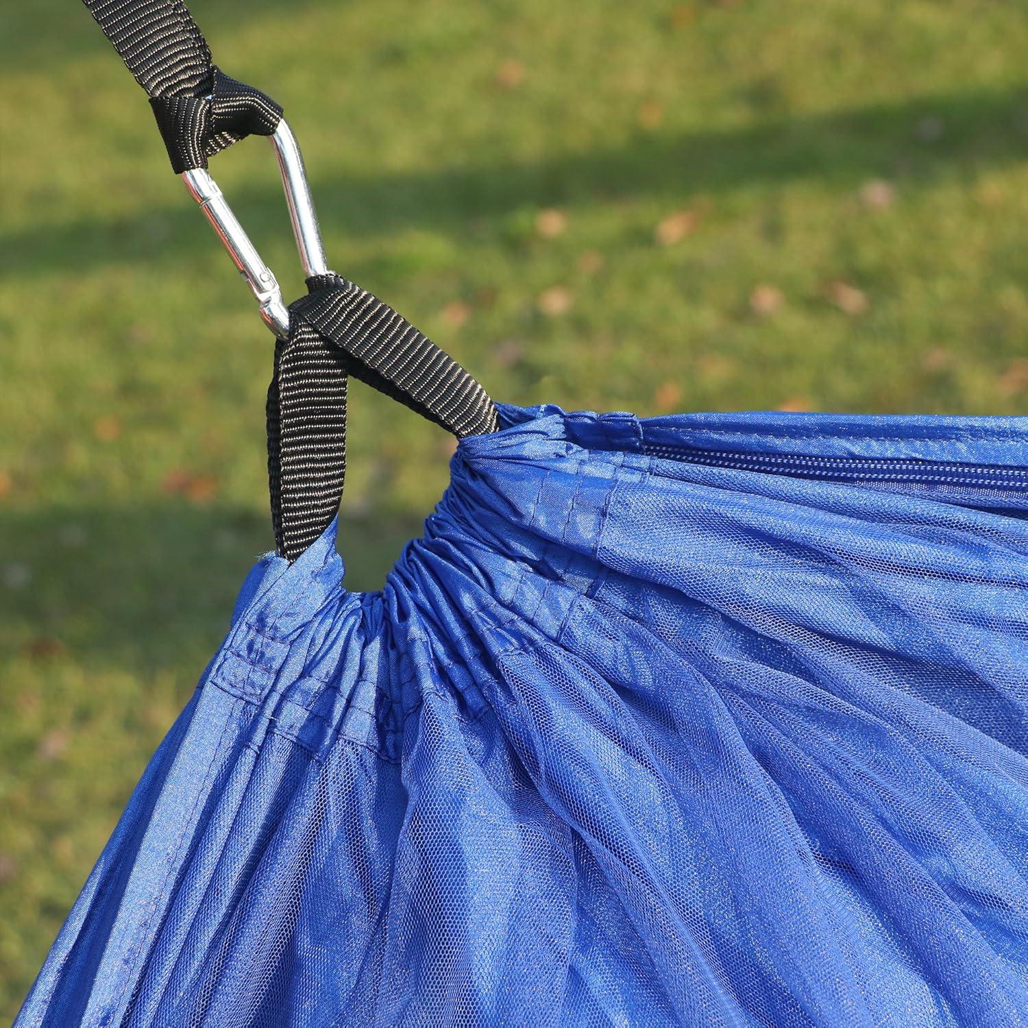 Hamaca de Camping Happy Camper Individual Azul con Cubierta de Lluvia