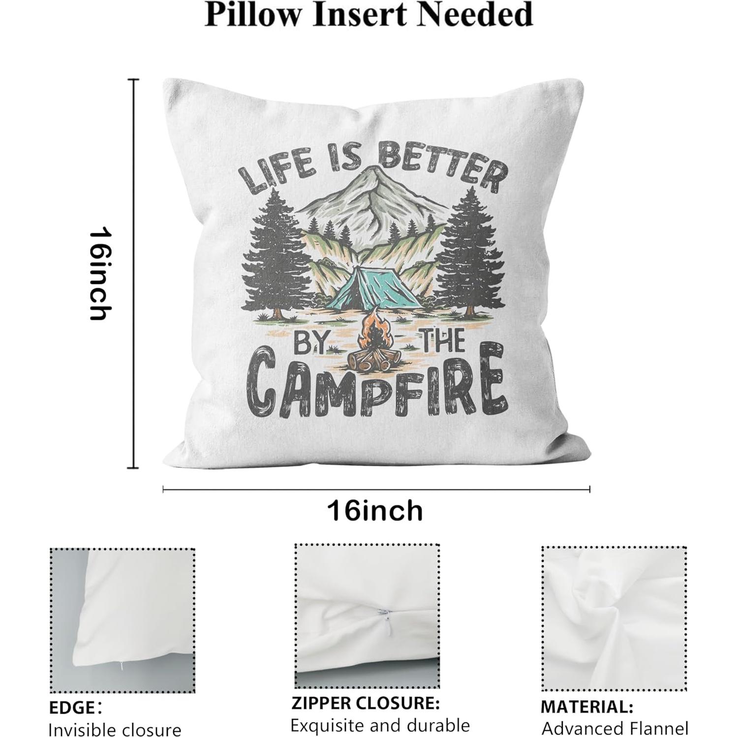 Funda de Almohada 40x40 cm QGFM Franela Camping Decorativa