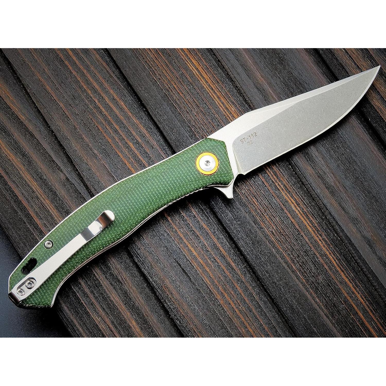 Cuchillo Plegable Sitivien ST112 D2 Micarta 19.5cm Verde Militar