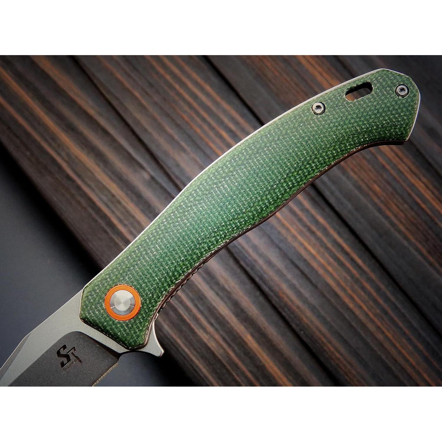 Cuchillo Plegable Sitivien ST112 D2 Micarta 19.5cm Verde Militar
