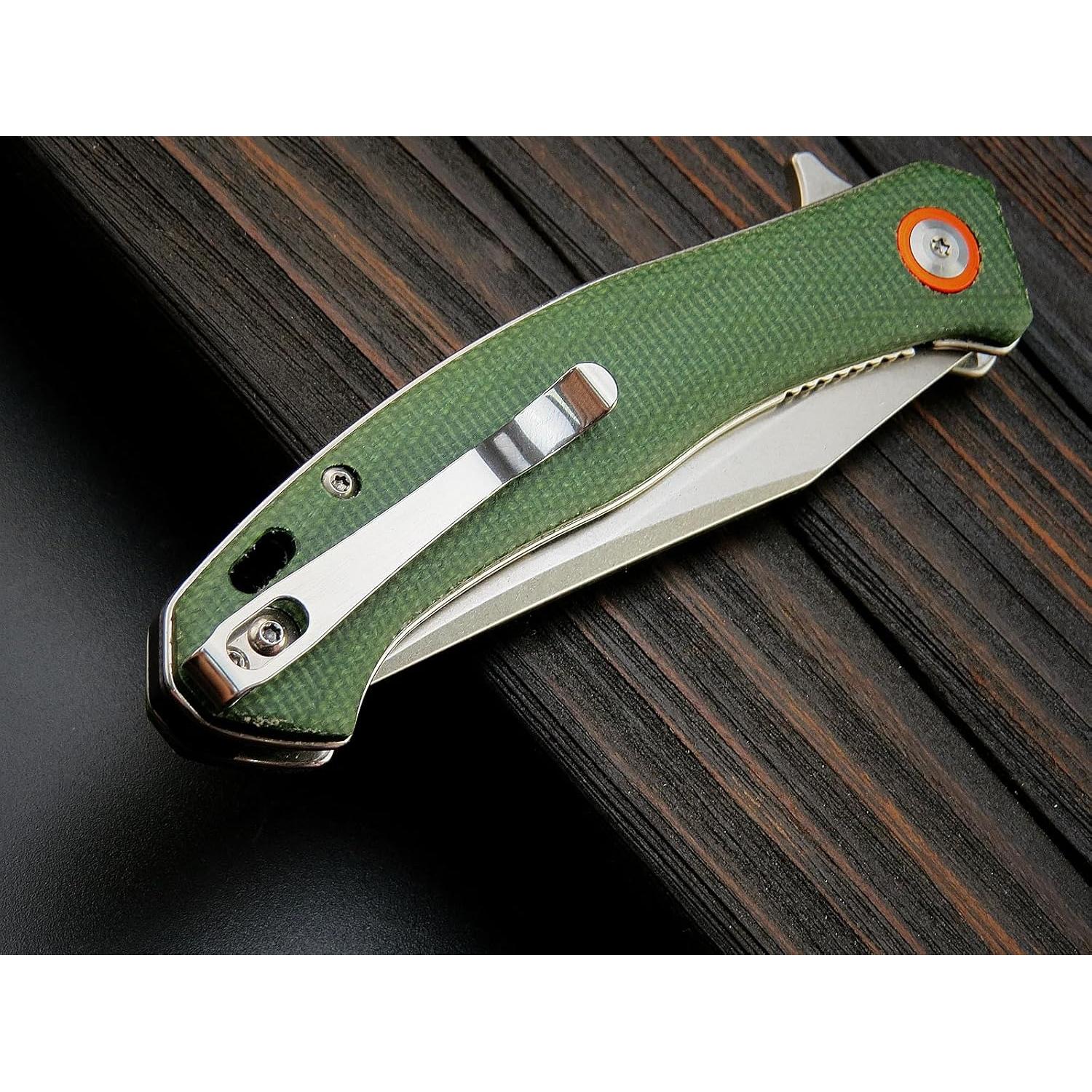 Cuchillo Plegable Sitivien ST112 D2 Micarta 19.5cm Verde Militar