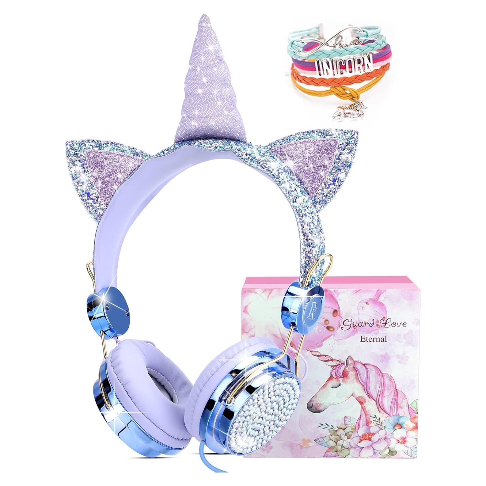 Auriculares con Cable TCJJ Unicornio Azul para Niñas 3-12 Años