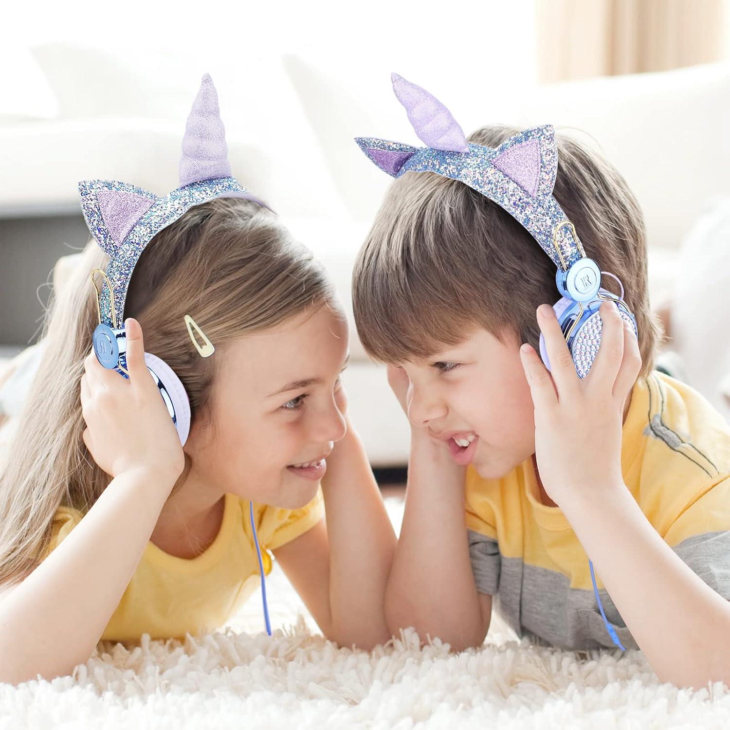 Auriculares con Cable TCJJ Unicornio Azul para Niñas 3-12 Años