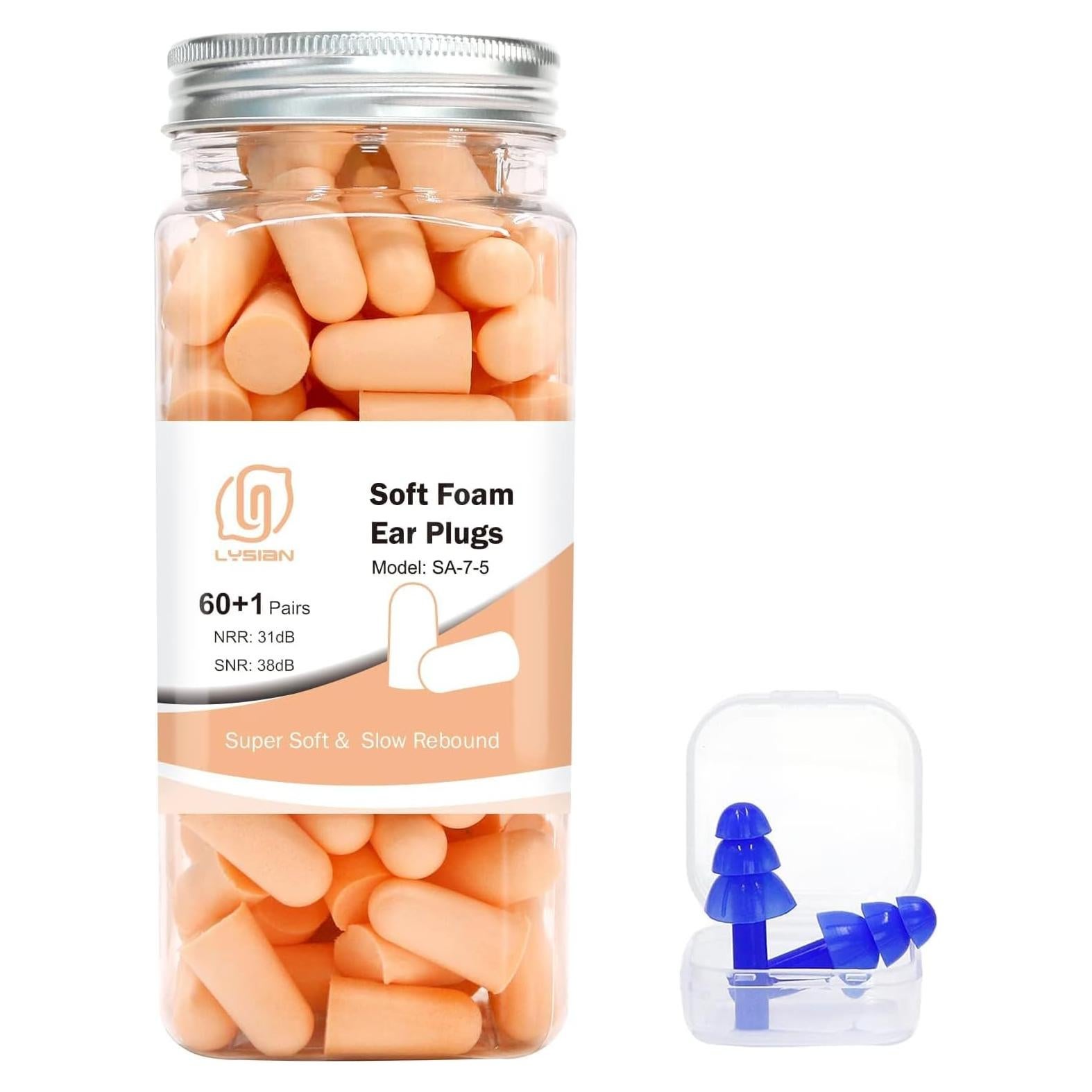 Tapones para oídos LYSIAN color carne 60 pares 38dB SNR