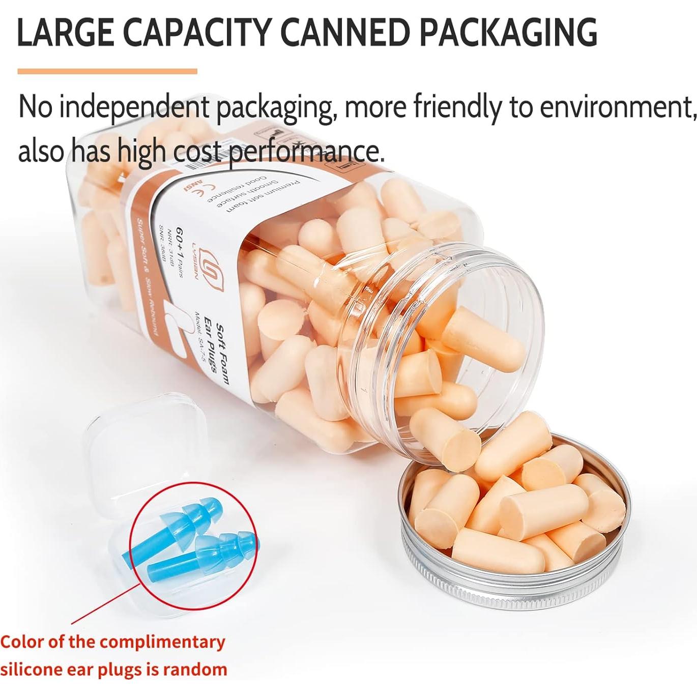 Tapones para oídos LYSIAN color carne 60 pares 38dB SNR