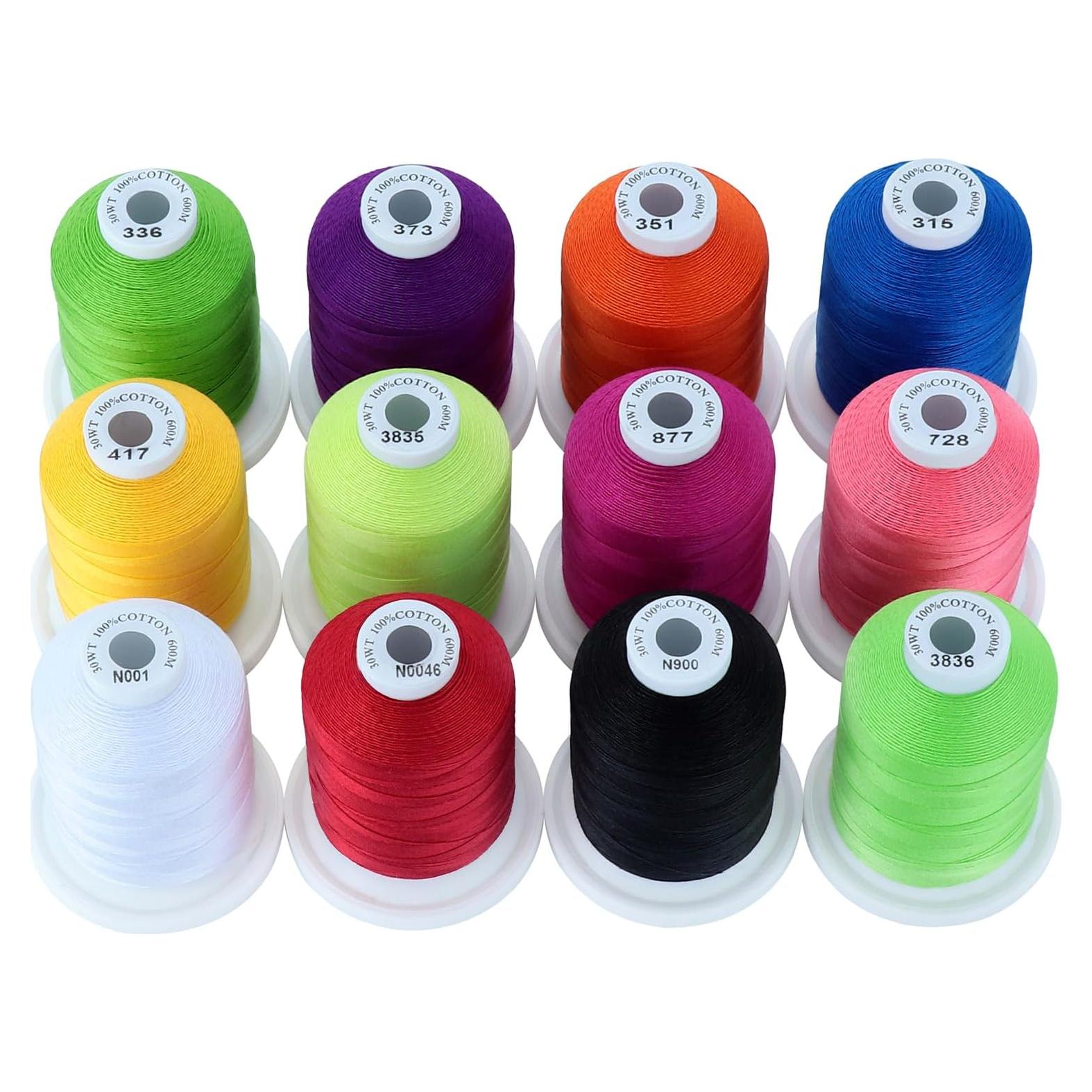 Hilos de Algodón 100% Mercerizado New brothread 600m 12 Colores