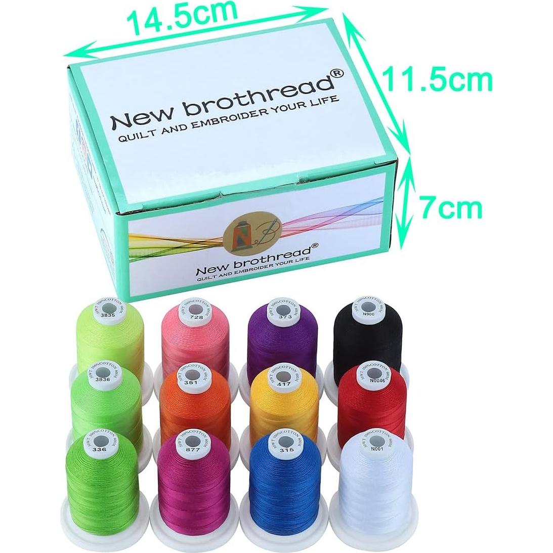 Hilos de Algodón 100% Mercerizado New brothread 600m 12 Colores