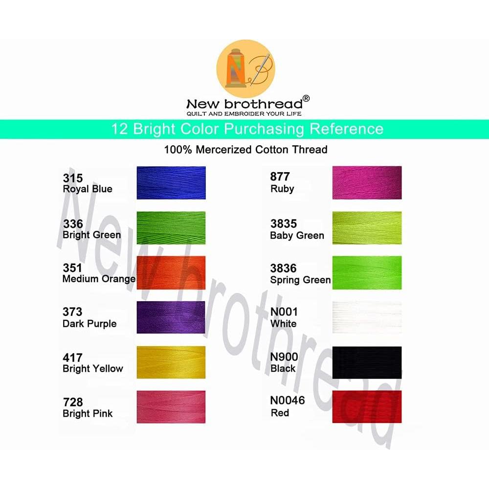 Hilos de Algodón 100% Mercerizado New brothread 600m 12 Colores