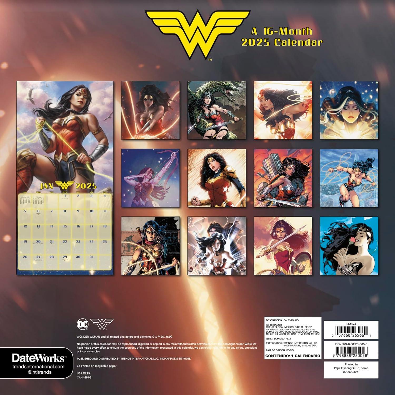 2025 DC Comics Wonder Woman Wall Calendar