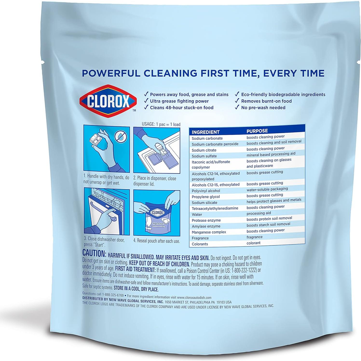 Detergente para Lavavajillas Clorox Triple Action 16 Paquetes Aroma Fresco