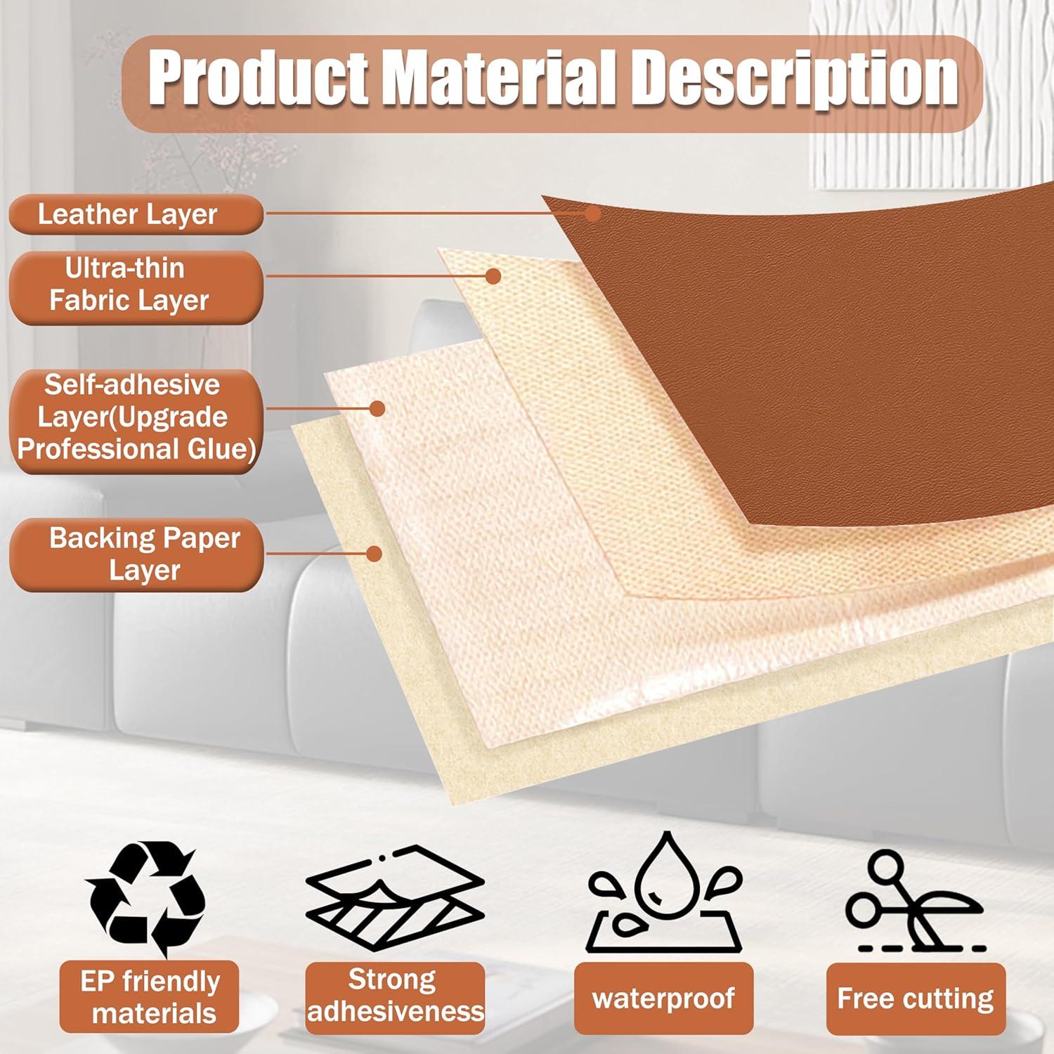 Parche de Reparación de Cuero WQHDQLY 2 PCS 30x137 cm Negro