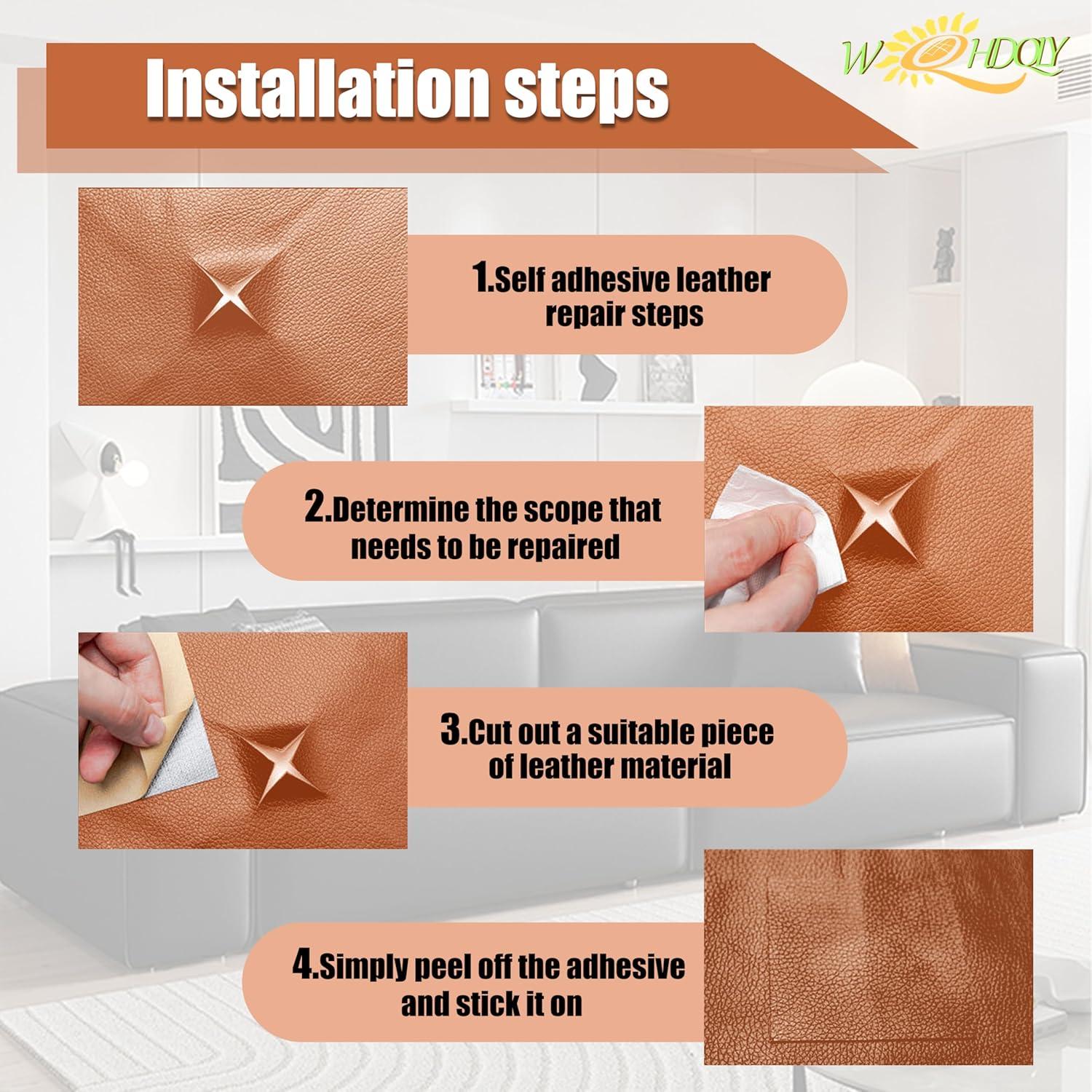 Parche de Reparación de Cuero WQHDQLY 2 PCS 30x137 cm Negro