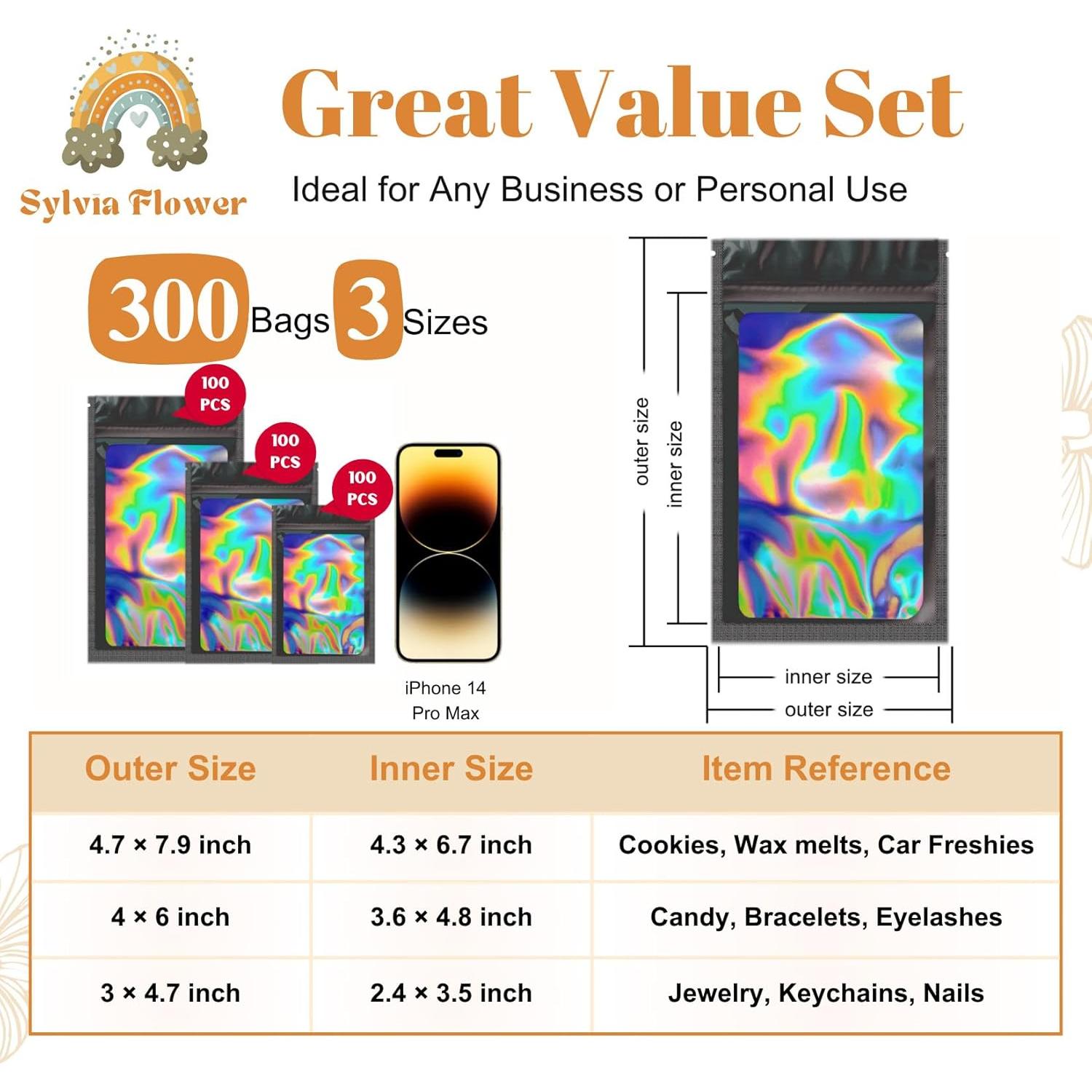 Bolsas Mylar Sylvia Flower 300 Unidades 3 Tamaños Reutilizables