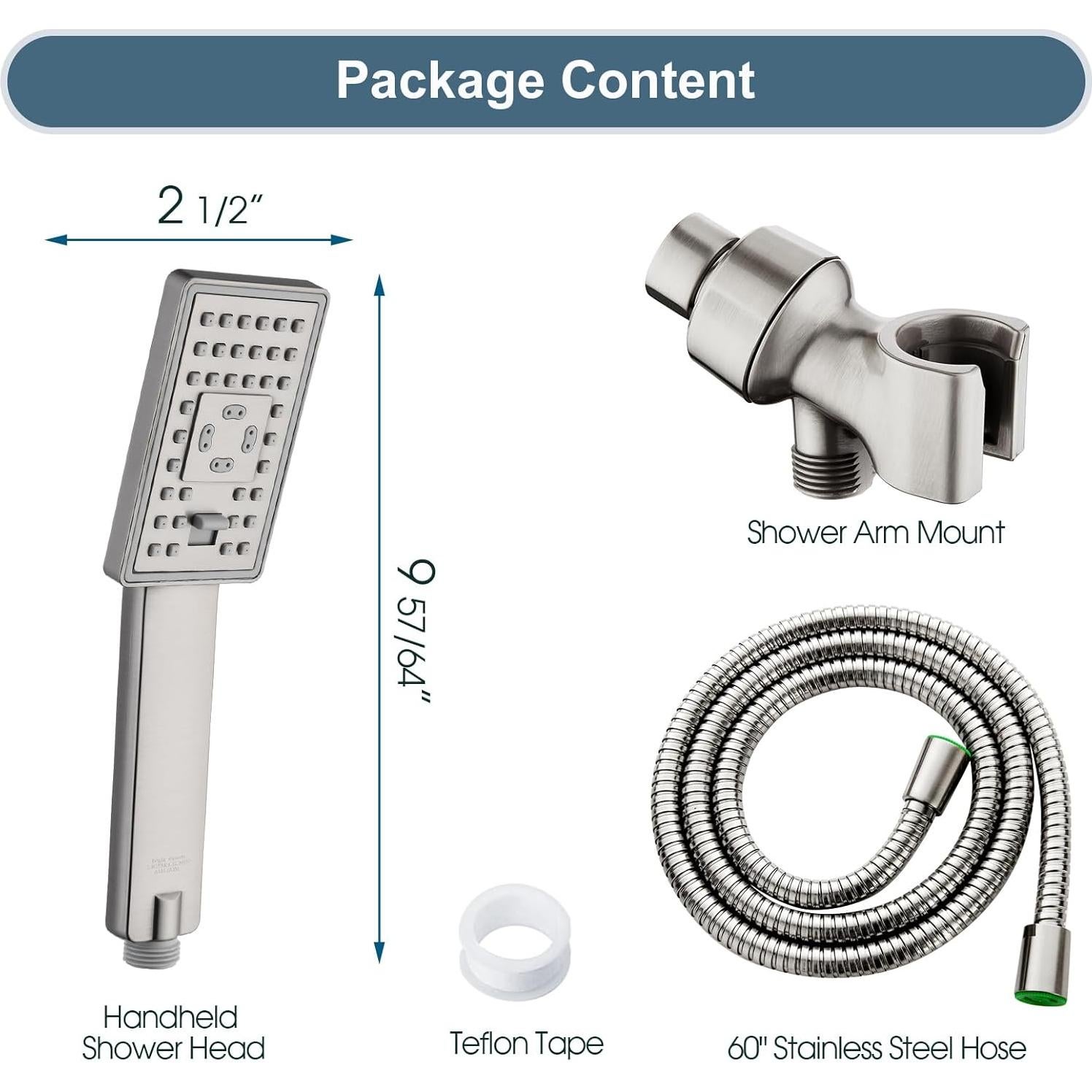 Cabezal de Ducha de Mano DUCHAS BRILLANTES Alta Presión 3 Modos